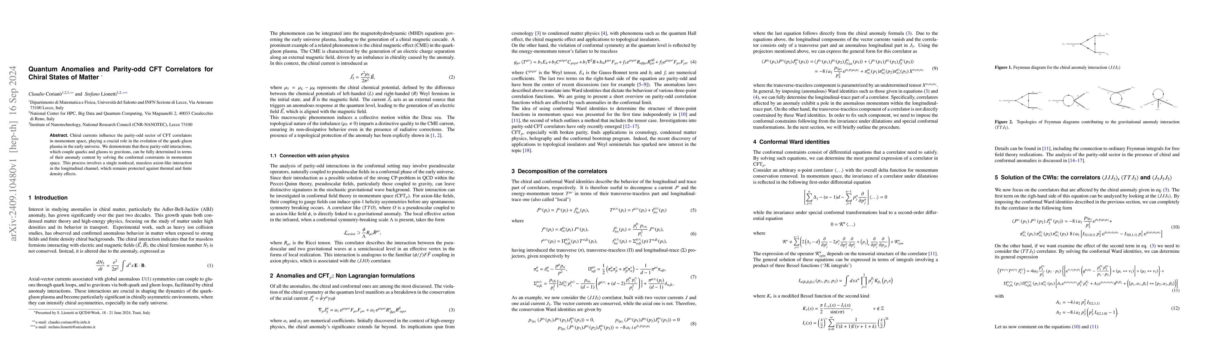 Thumbnail for Quantum Anomalies and Parity-odd CFT Correlators for Chiral States of
  Matter