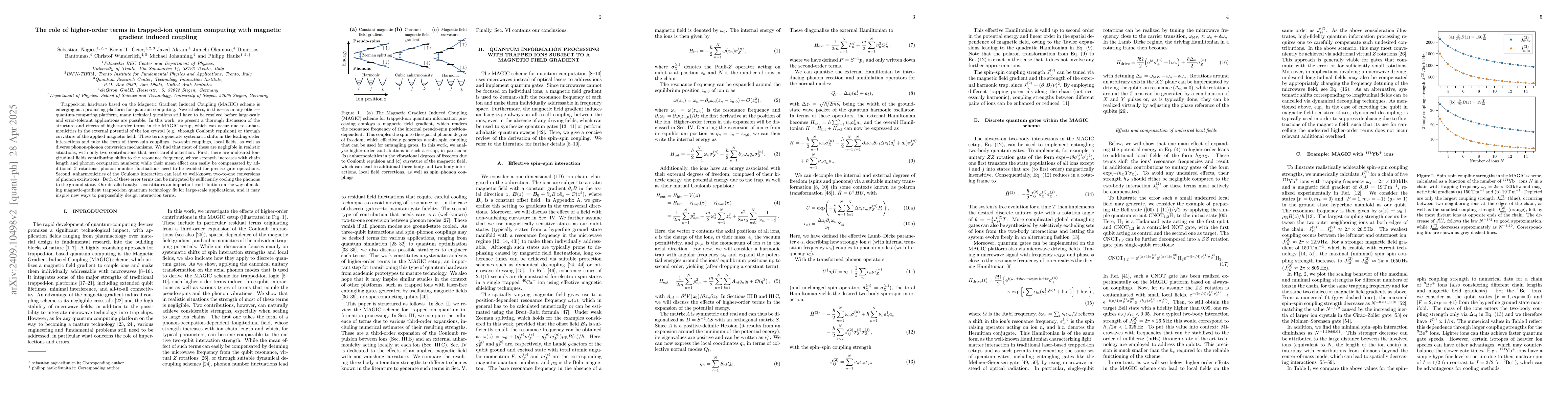 Thumbnail for The role of higher-order terms in trapped-ion quantum computing with
  magnetic gradient induced coupling