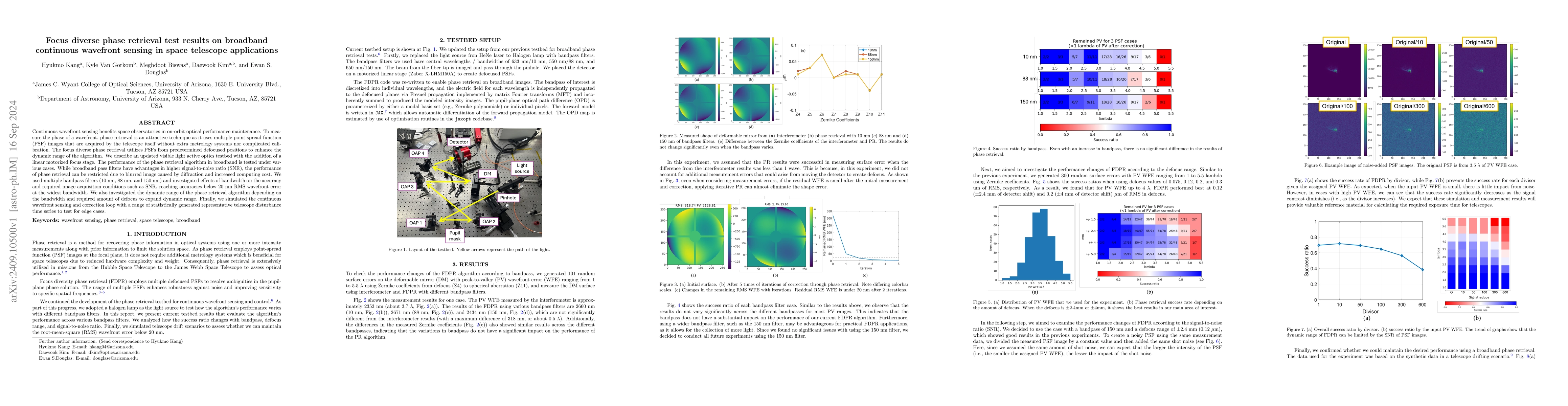 Thumbnail for Focus diverse phase retrieval test results on broadband continuous
  wavefront sensing in space telescope applications
