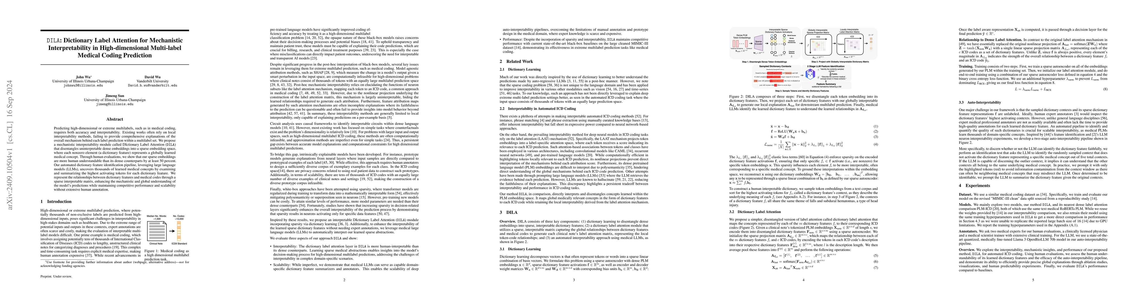 Thumbnail for DILA: Dictionary Label Attention for Mechanistic Interpretability in
  High-dimensional Multi-label Medical Coding Prediction