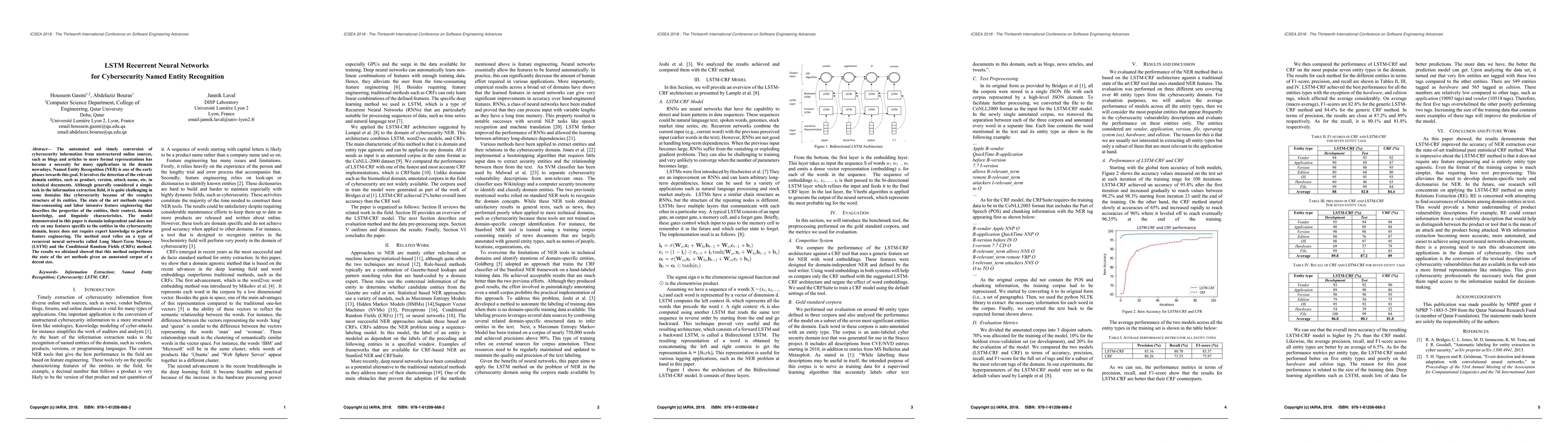 Thumbnail for LSTM Recurrent Neural Networks for Cybersecurity Named Entity
  Recognition