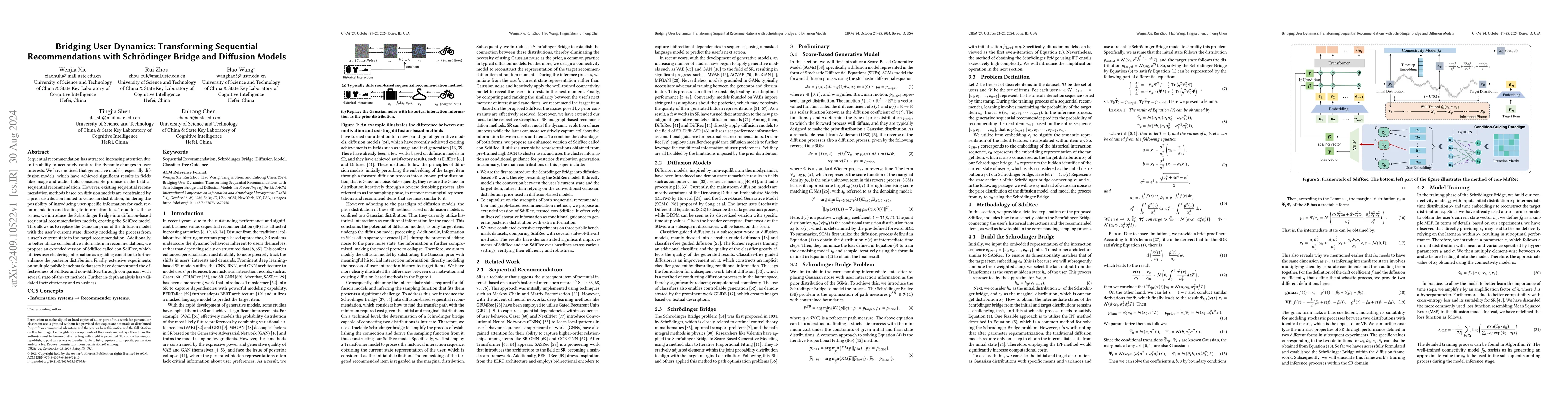 Thumbnail for Bridging User Dynamics: Transforming Sequential Recommendations with
  Schrödinger Bridge and Diffusion Models