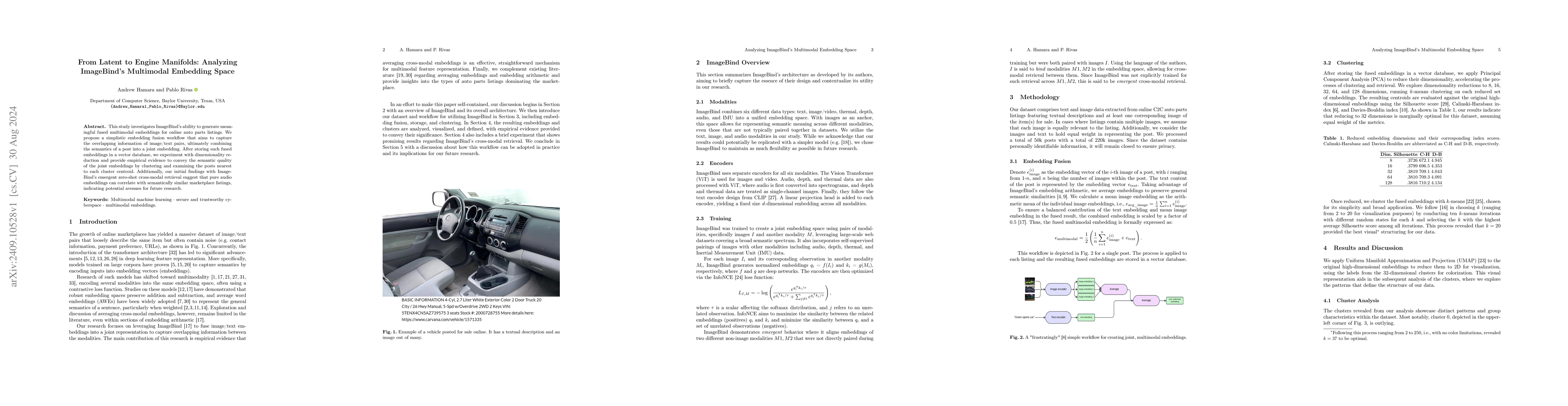 Thumbnail for From Latent to Engine Manifolds: Analyzing ImageBind's Multimodal
  Embedding Space