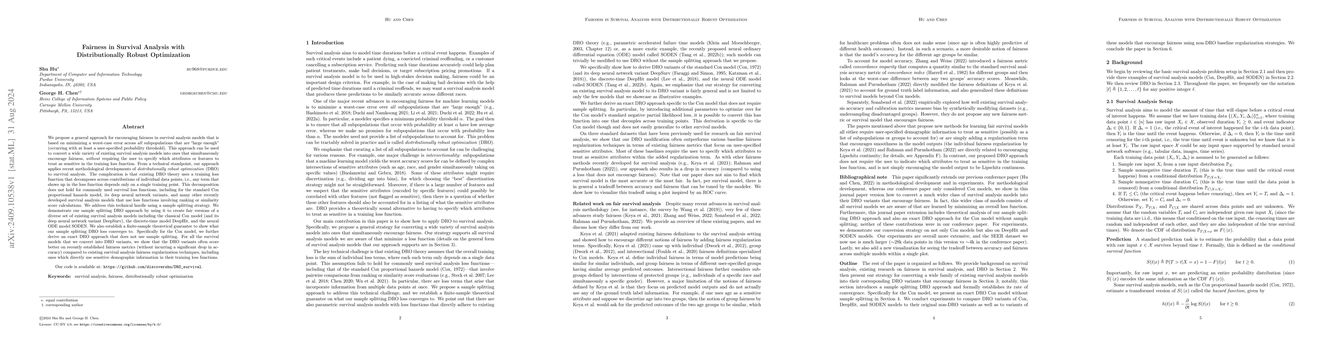 Thumbnail for Fairness in Survival Analysis with Distributionally Robust Optimization
