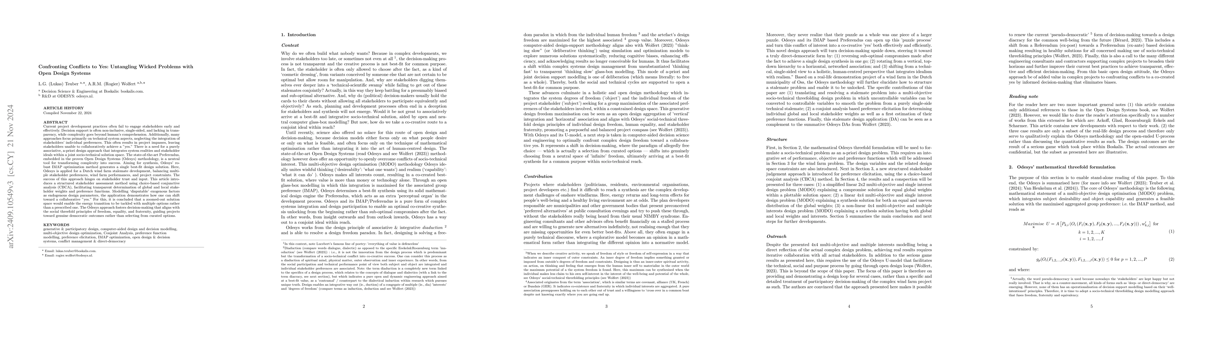 Thumbnail for Confronting Conflicts to Yes: Untangling Wicked Problems with Open
  Design Systems