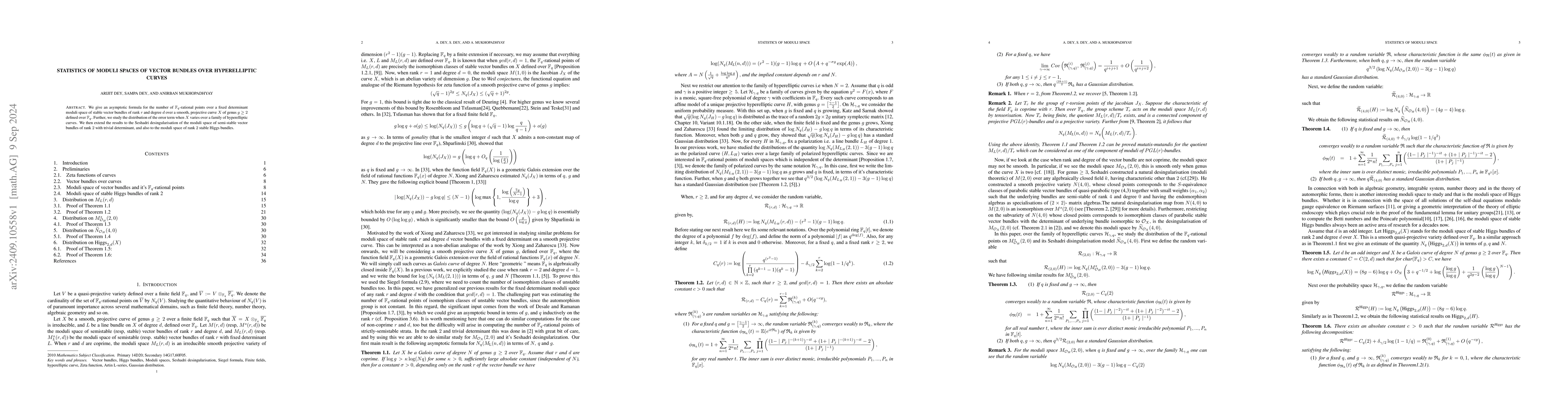 Thumbnail for Statistics of Moduli Spaces of vector bundles over hyperelliptic curves
