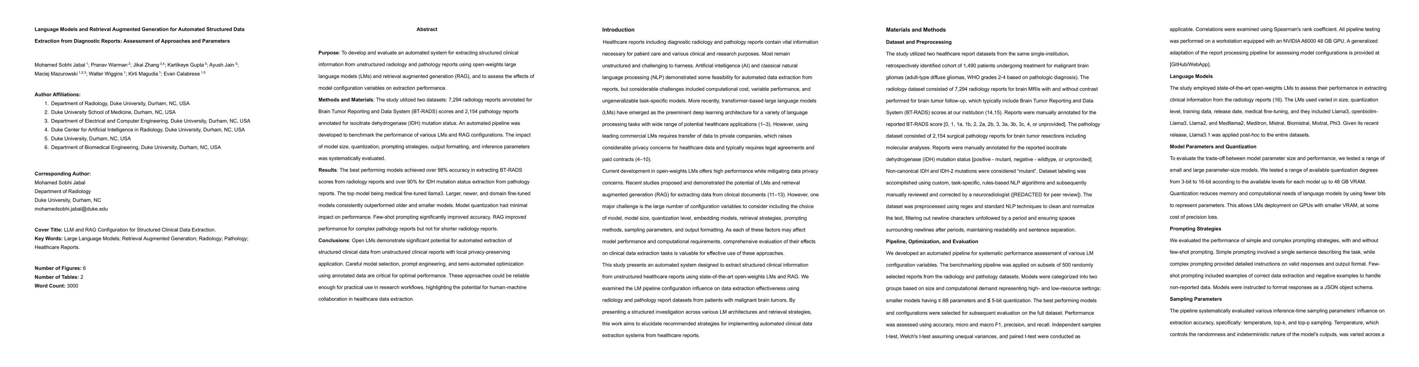 Thumbnail for Language Models and Retrieval Augmented Generation for Automated
  Structured Data Extraction from Diagnostic Reports