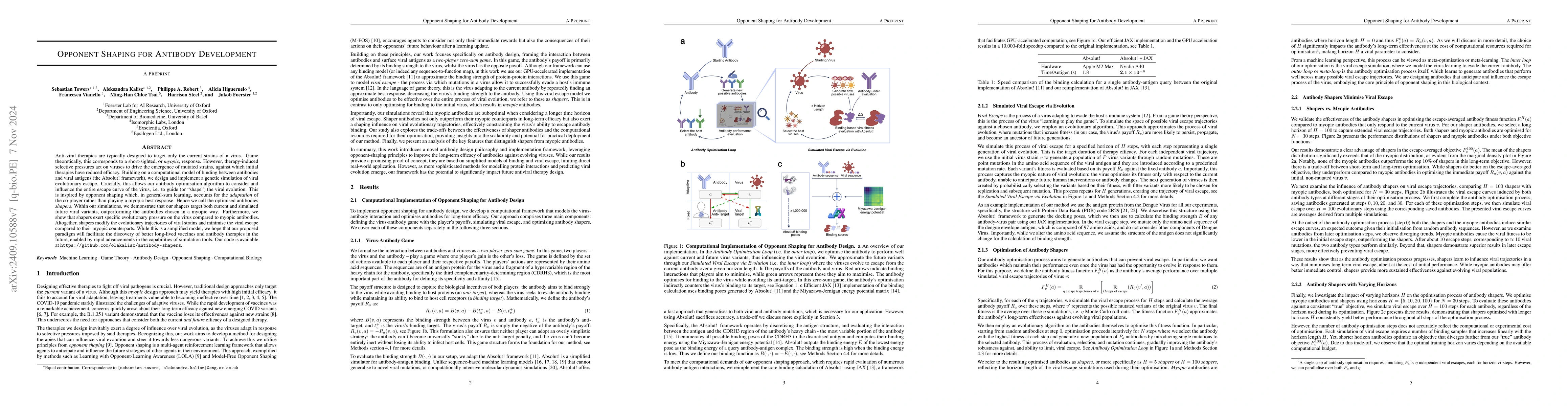 Thumbnail for Opponent Shaping for Antibody Development