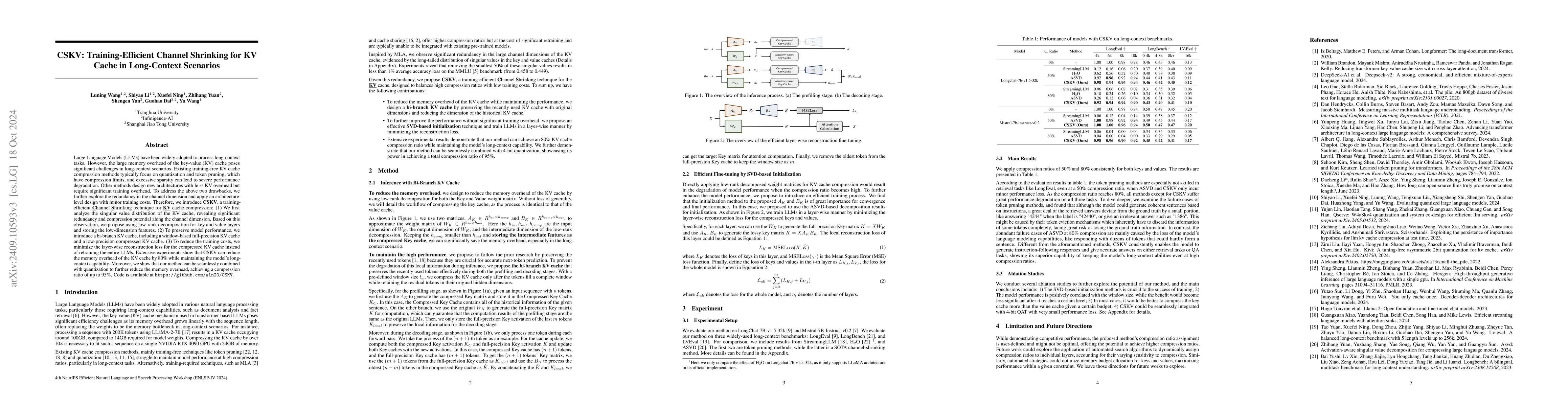 Thumbnail for CSKV: Training-Efficient Channel Shrinking for KV Cache in Long-Context
  Scenarios