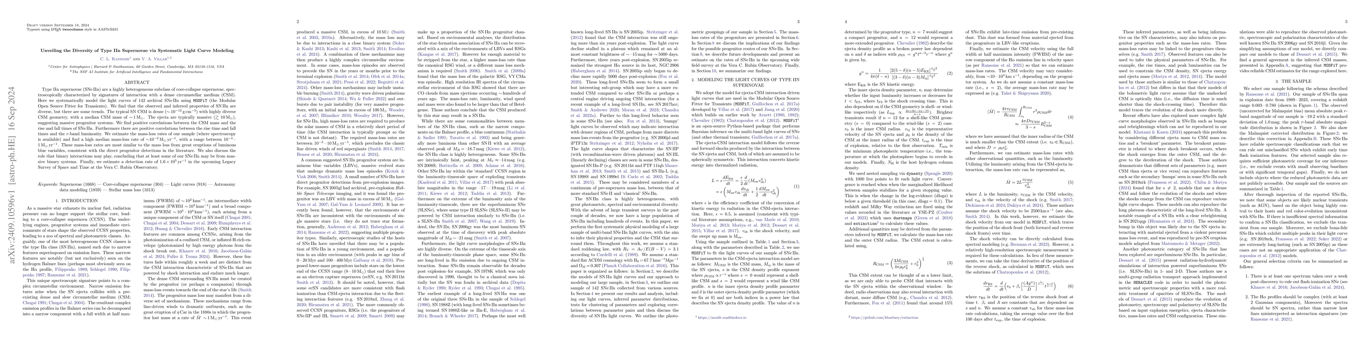 Thumbnail for Unveiling the Diversity of Type IIn Supernovae via Systematic Light
  Curve Modeling