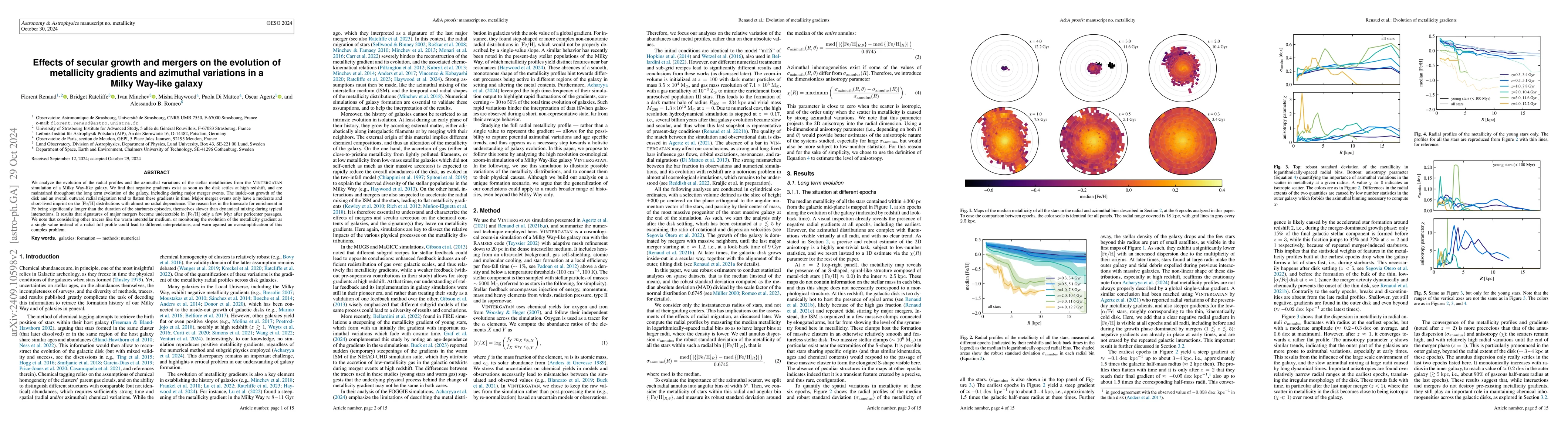 Thumbnail for Effects of secular growth and mergers on the evolution of metallicity
  gradients and azimuthal variations in a Milky Way-like galaxy
