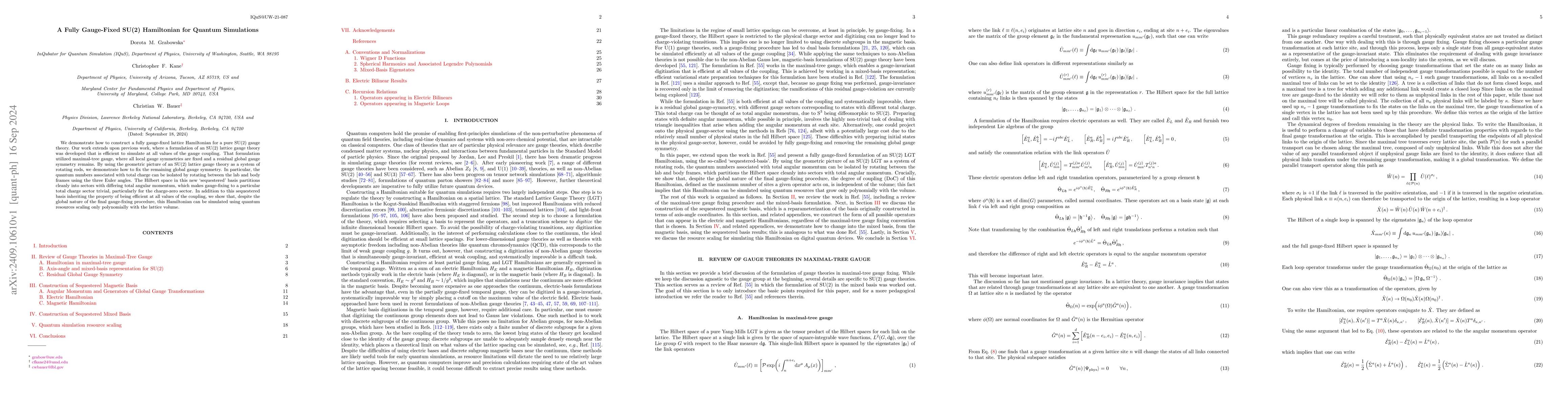 Thumbnail for A Fully Gauge-Fixed SU(2) Hamiltonian for Quantum Simulations