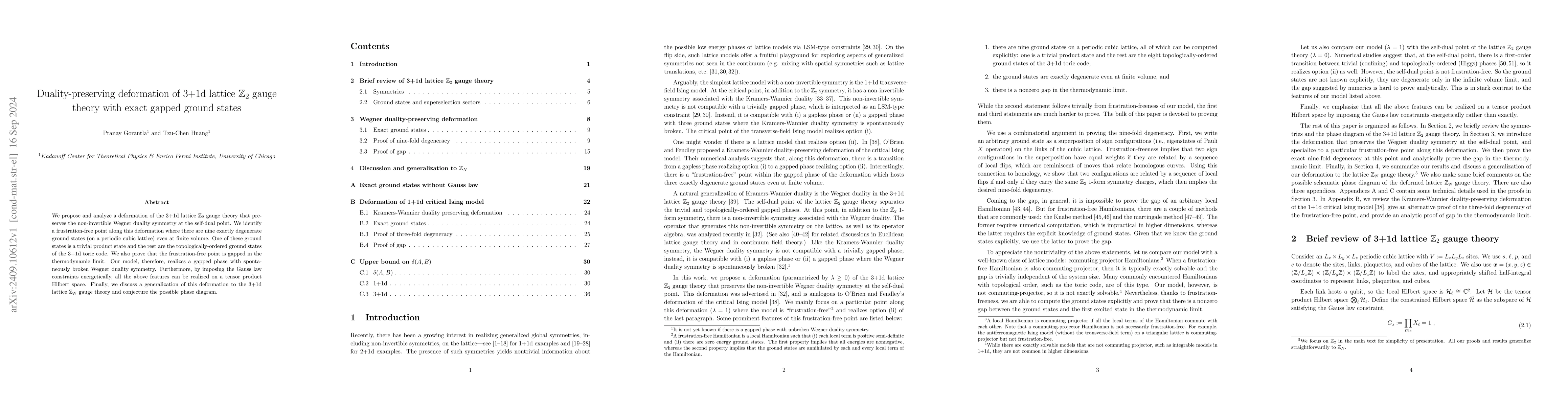 Thumbnail for Duality-preserving deformation of 3+1d lattice $\mathbb Z_2$ gauge
  theory with exact gapped ground states
