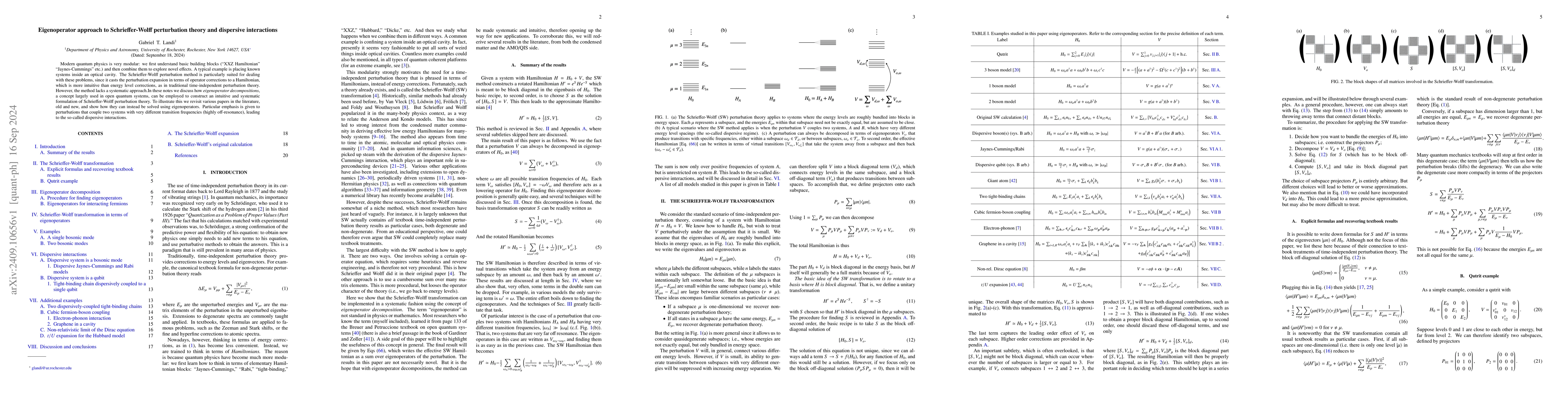 Thumbnail for Eigenoperator approach to Schrieffer-Wolff perturbation theory and
  dispersive interactions