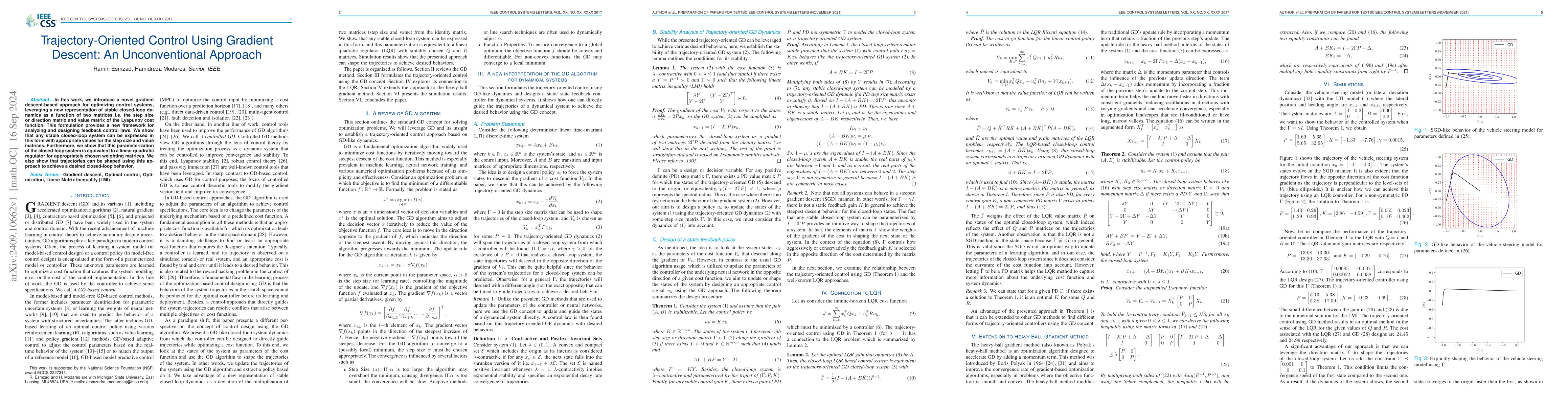 Thumbnail for Trajectory-Oriented Control Using Gradient Descent: An Unconventional
  Approach
