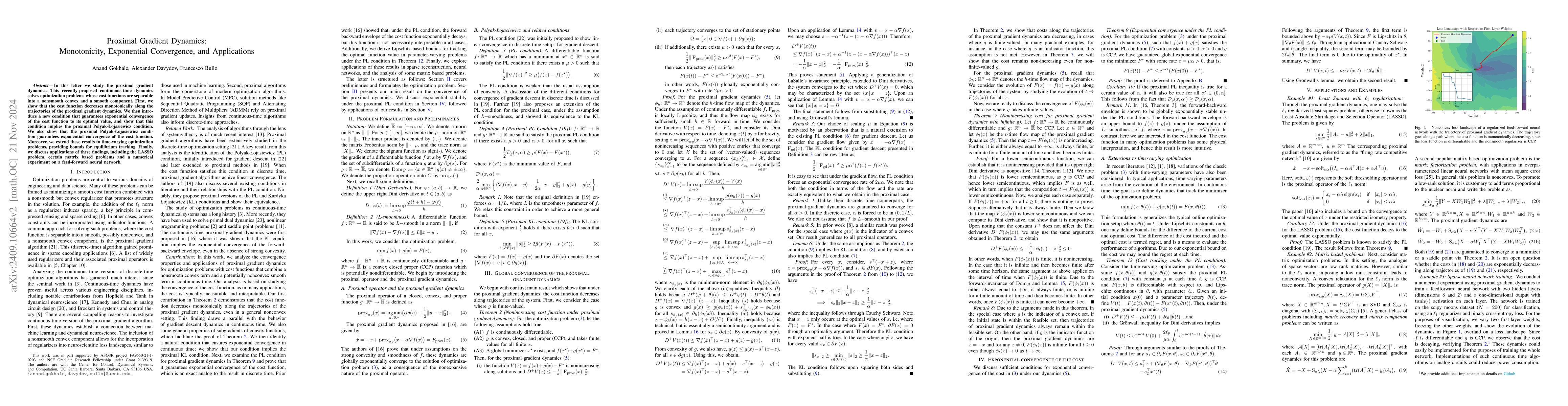 Thumbnail for Proximal Gradient Dynamics: Monotonicity, Exponential Convergence, and
  Applications