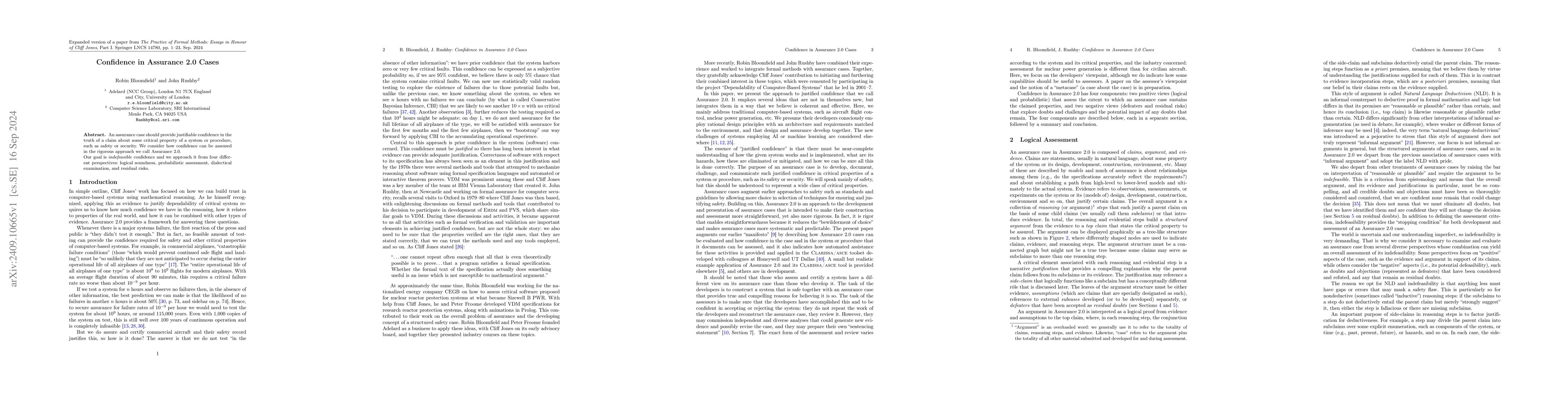 Thumbnail for Confidence in Assurance 2.0 Cases