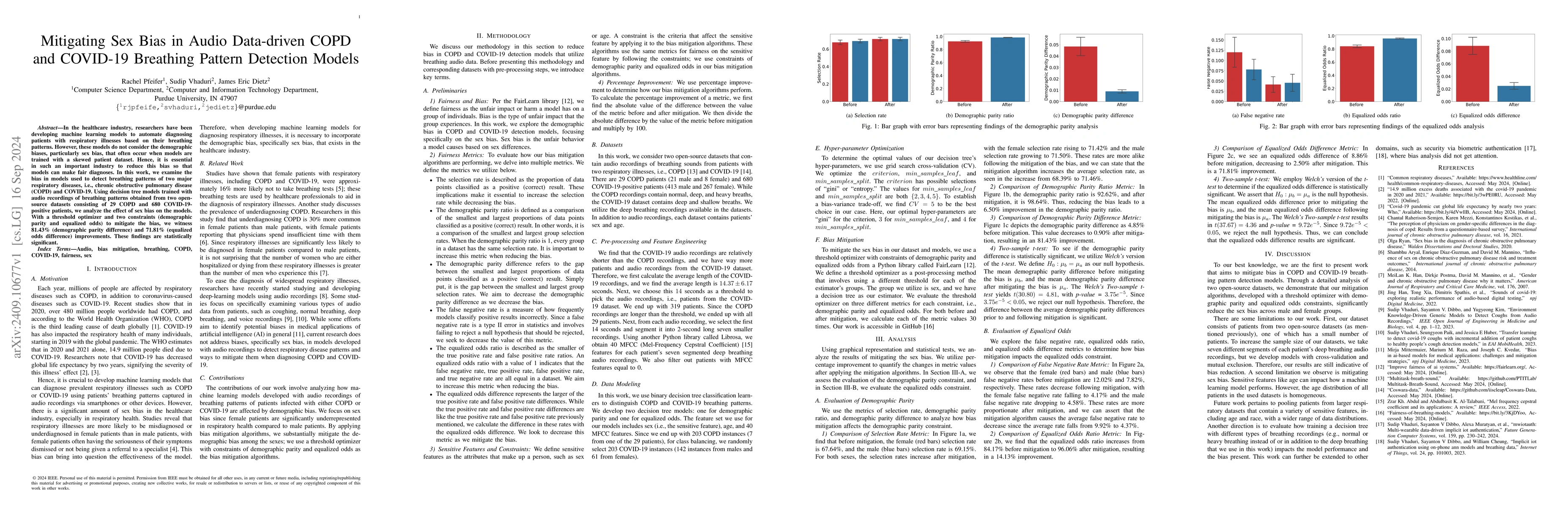 Thumbnail for Mitigating Sex Bias in Audio Data-driven COPD and COVID-19 Breathing
  Pattern Detection Models