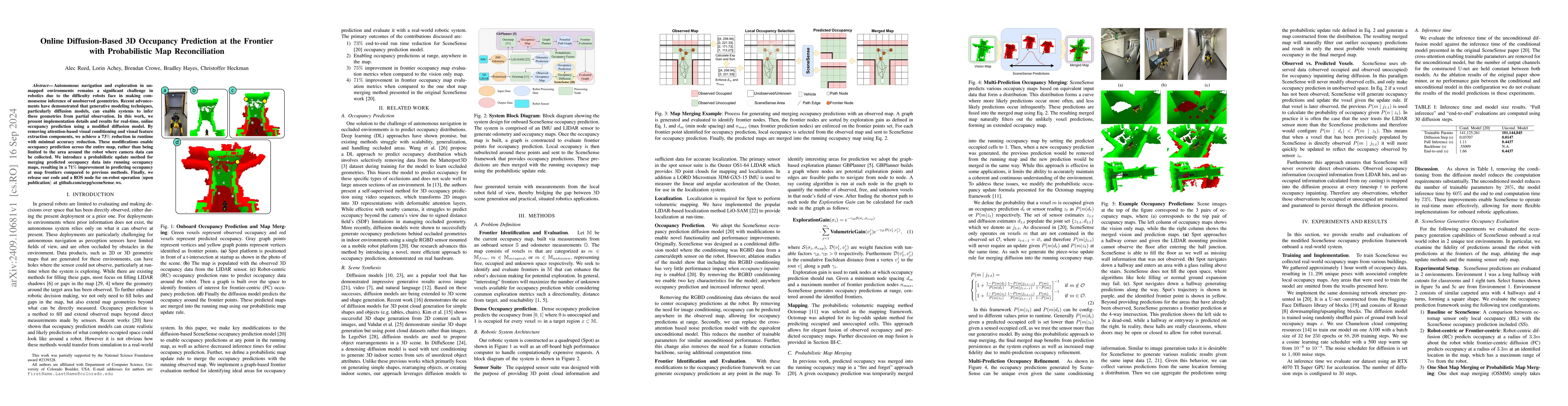 Thumbnail for Online Diffusion-Based 3D Occupancy Prediction at the Frontier with
  Probabilistic Map Reconciliation