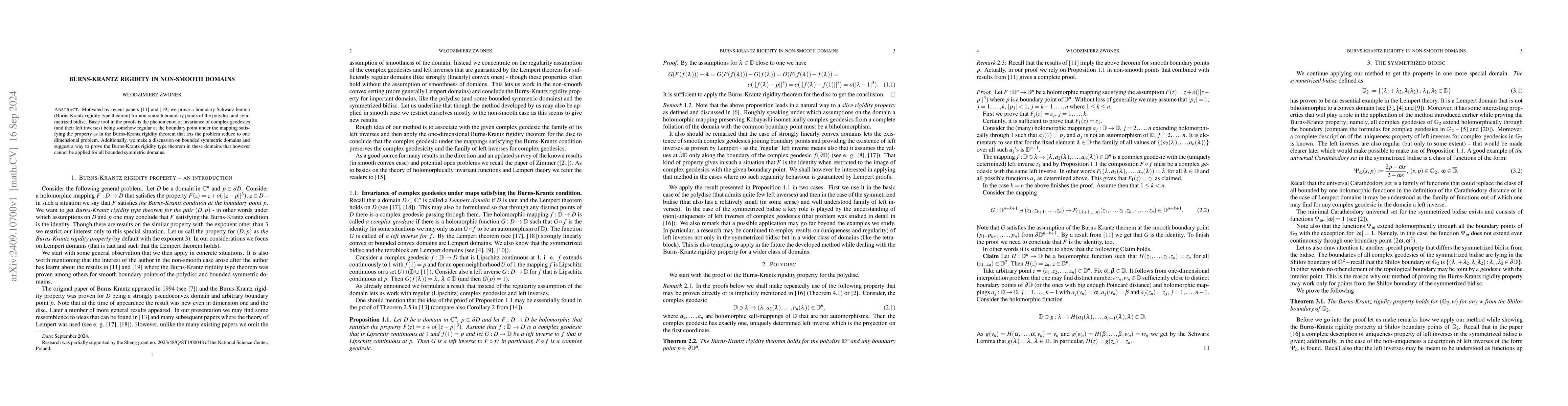 Thumbnail for Burns-Krantz rigidity in non-smooth domains