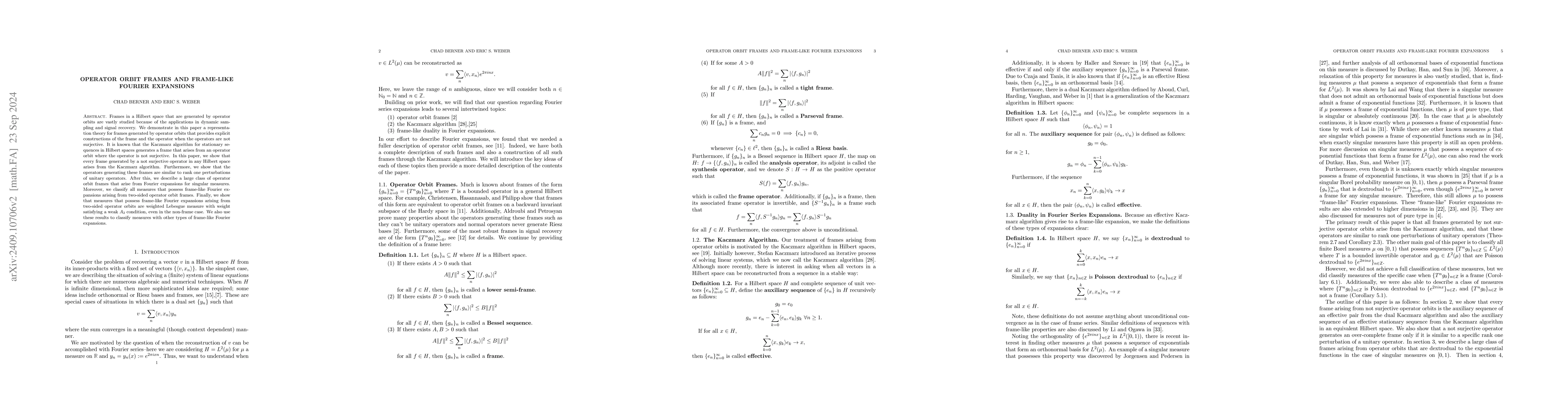 Thumbnail for Operator orbit frames and frame-like Fourier expansions