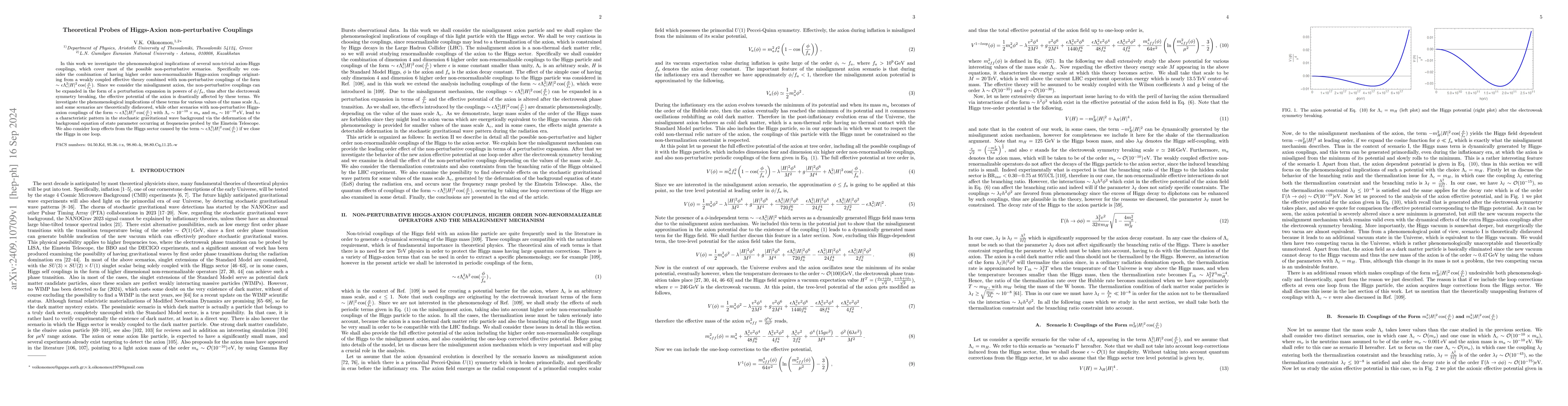 Thumbnail for Theoretical Probes of Higgs-Axion non-perturbative Couplings