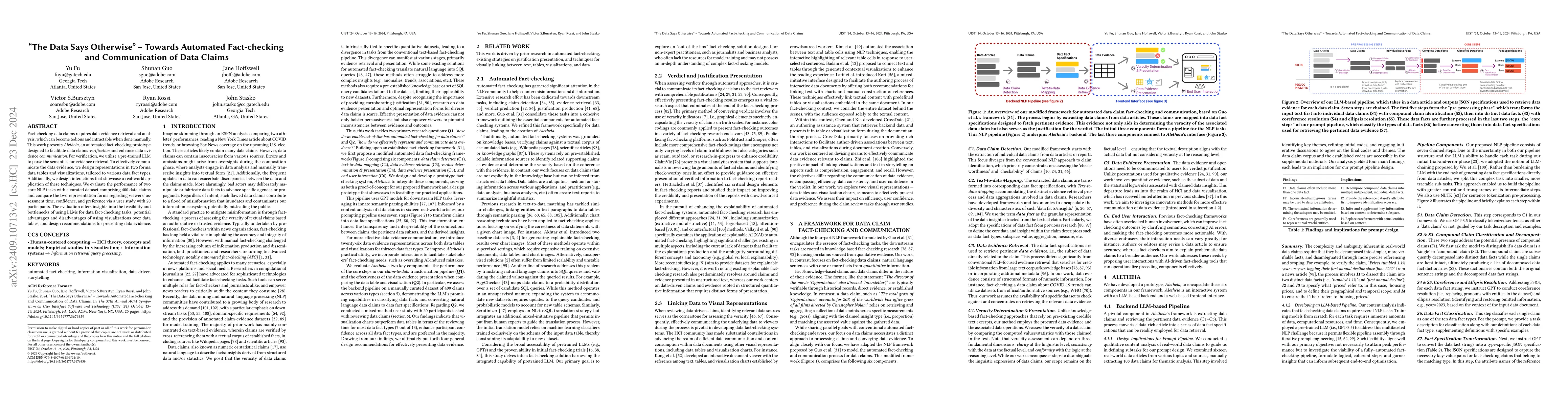 Thumbnail for "The Data Says Otherwise"-Towards Automated Fact-checking and
  Communication of Data Claims