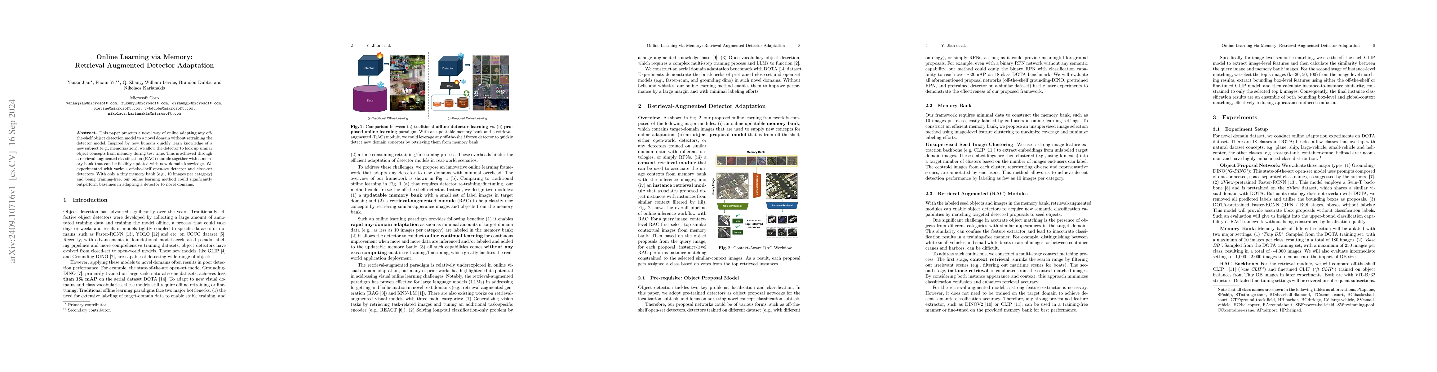 Thumbnail for Online Learning via Memory: Retrieval-Augmented Detector Adaptation