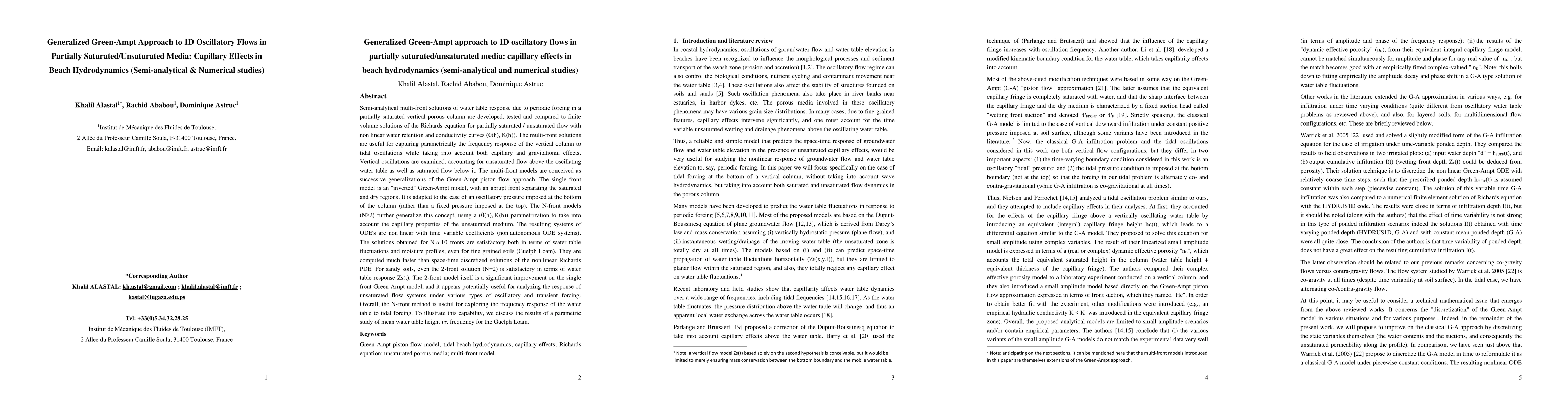 Thumbnail for Generalized Green-Ampt Approach to 1D Oscillatory Flows in Partially
  Saturated/Unsaturated Media: Capillary Effects in Beach Hydrodynamics
  (Semi-analytical & Numerical studies)