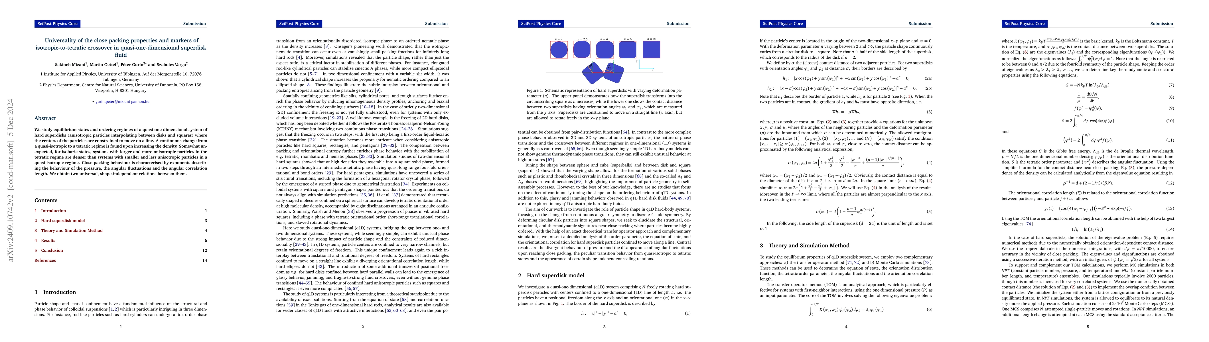 Thumbnail for Universality of the close packing properties and markers of
  isotropic-to-tetratic crossover in quasi-one-dimensional superdisk fluid