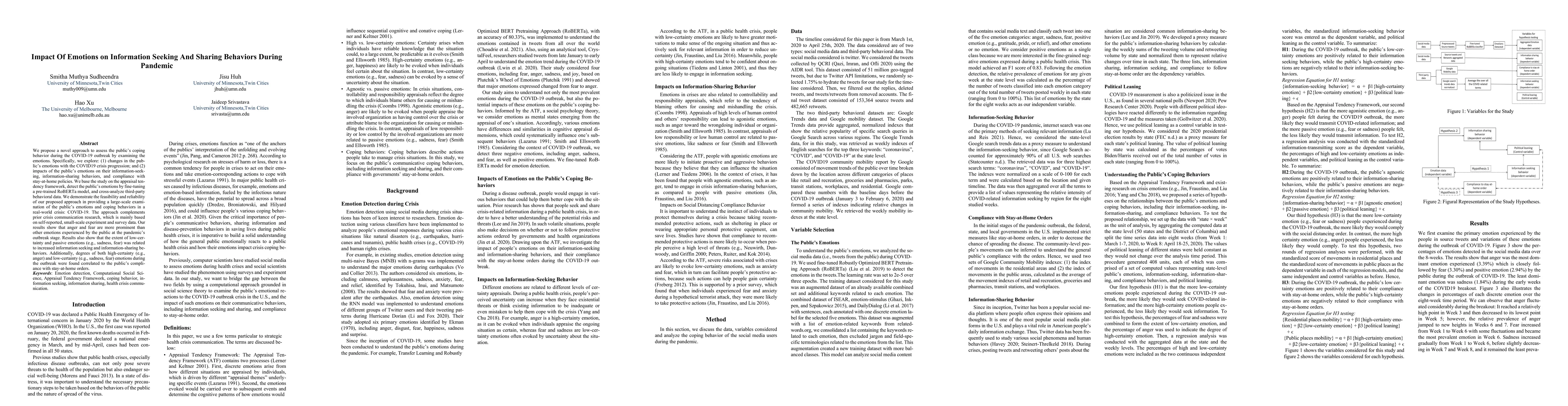 Thumbnail for Impact Of Emotions on Information Seeking And Sharing Behaviors During
  Pandemic