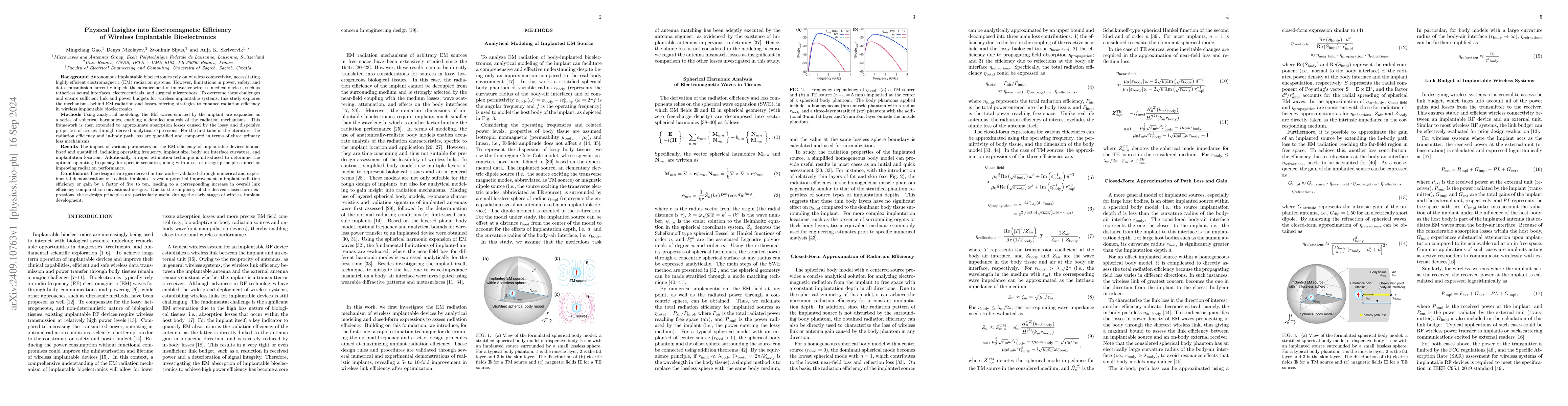 Thumbnail for Physical Insights into Electromagnetic Efficiency of Wireless
  Implantable Bioelectronics