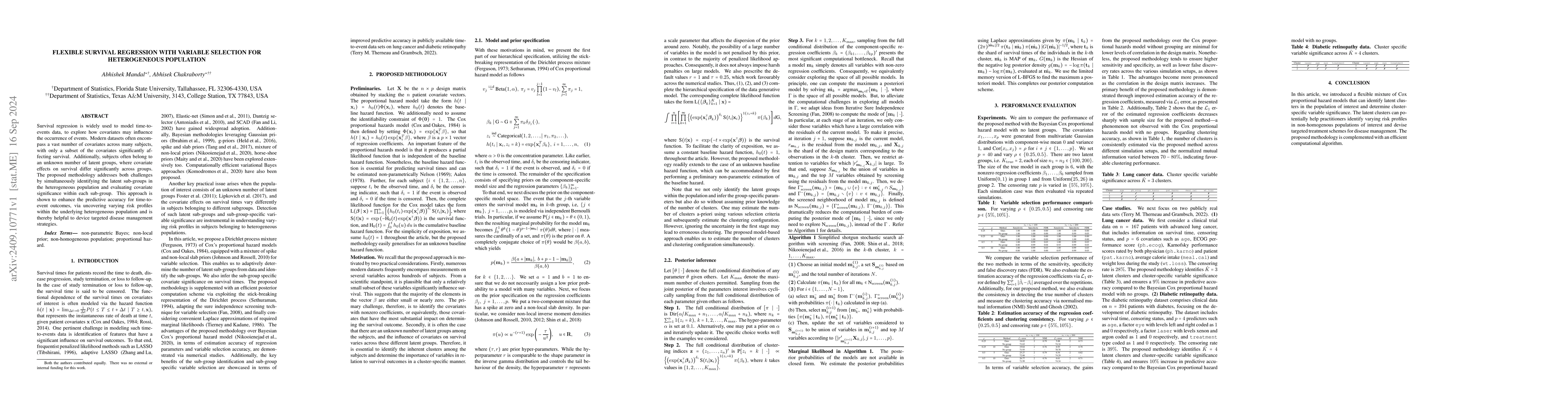 Thumbnail for Flexible survival regression with variable selection for heterogeneous
  population