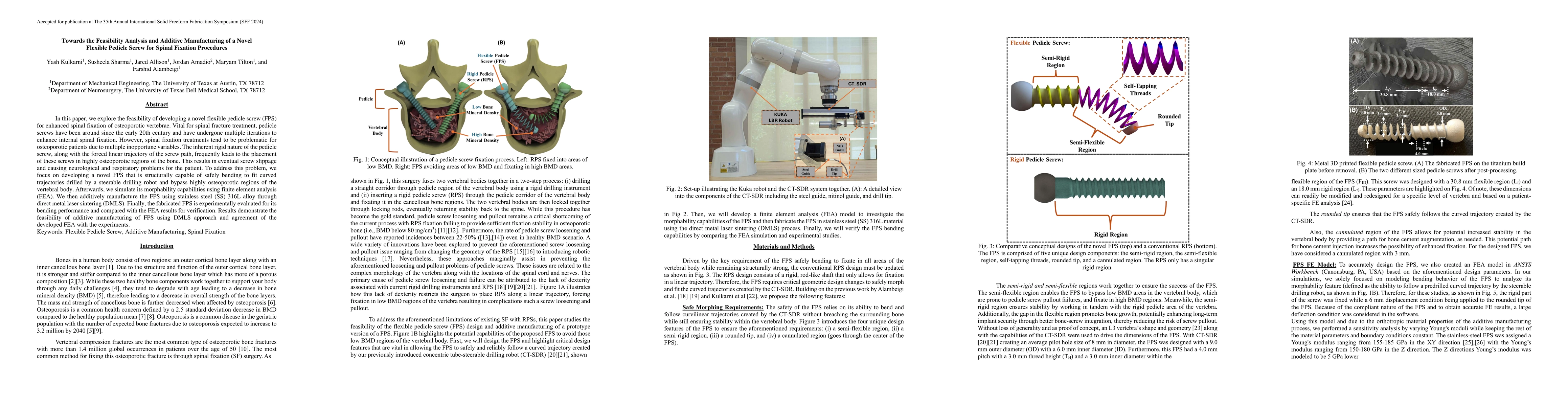Thumbnail for Towards the Feasibility Analysis and Additive Manufacturing of a Novel
  Flexible Pedicle Screw for Spinal Fixation Procedures
