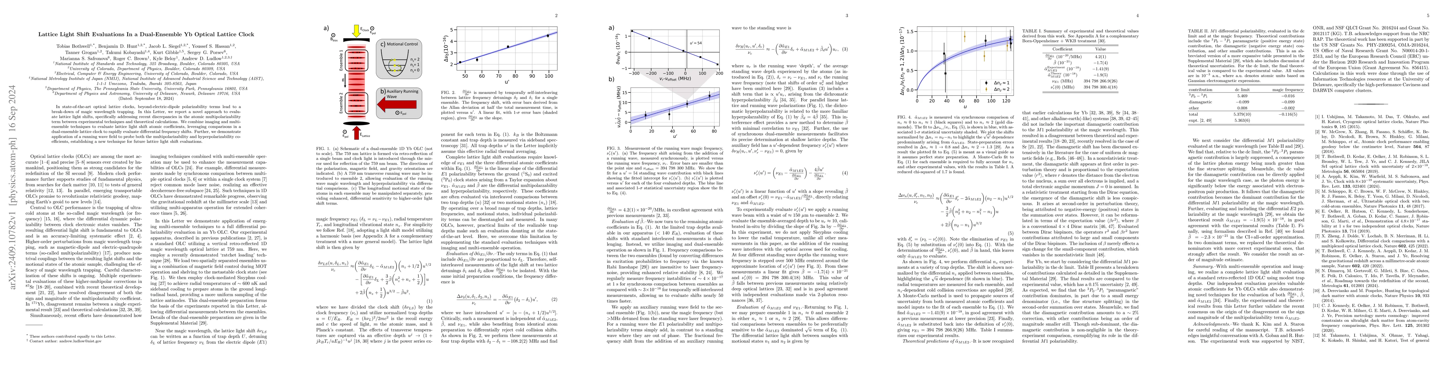 Thumbnail for Lattice Light Shift Evaluations In a Dual-Ensemble Yb Optical Lattice
  Clock