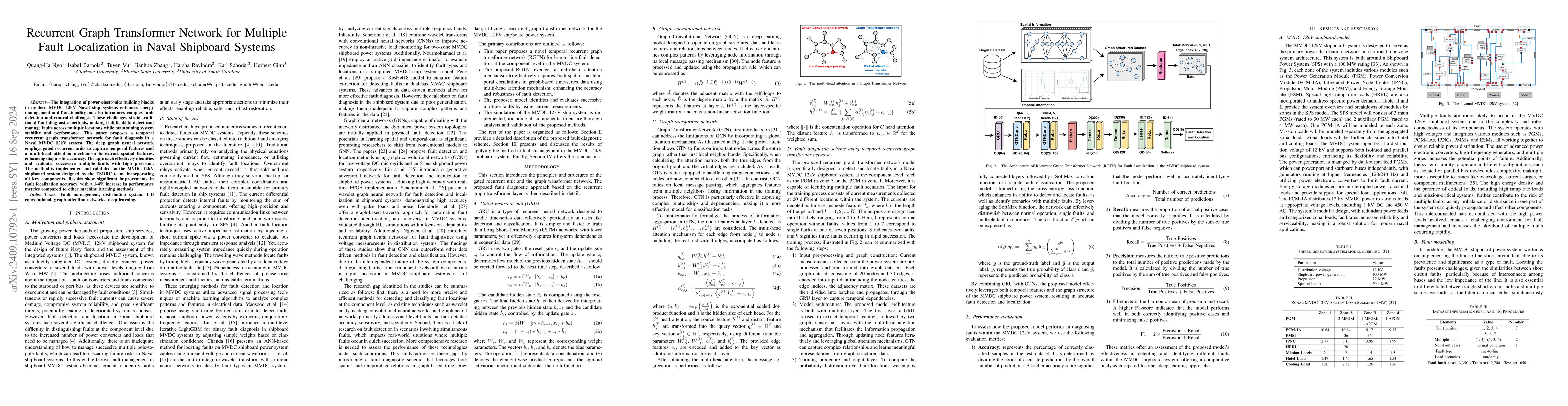 Thumbnail for Recurrent Graph Transformer Network for Multiple Fault Localization in
  Naval Shipboard Systems