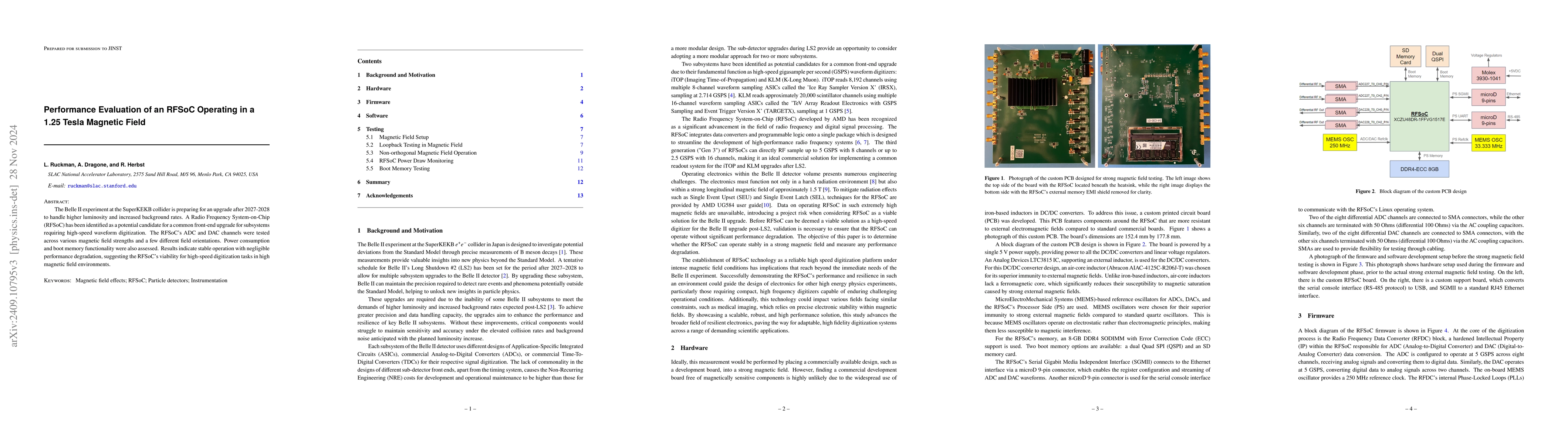 Thumbnail for Performance Evaluation of an RFSoC Operating in a 1.25 Tesla Magnetic
  Field