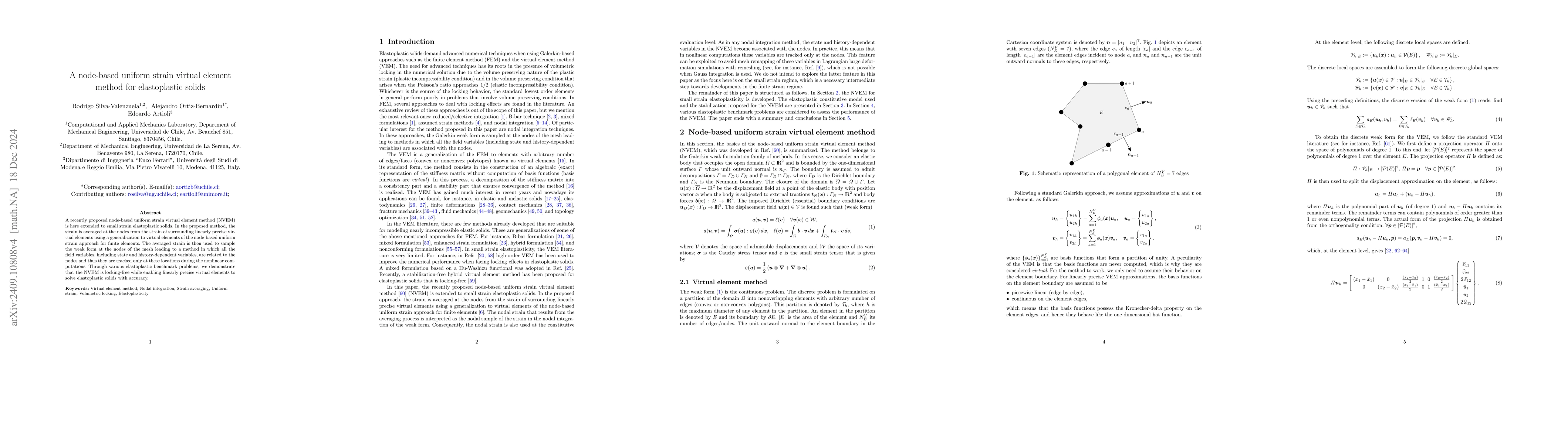 Thumbnail for A node-based uniform strain virtual element method for elastoplastic
  solids