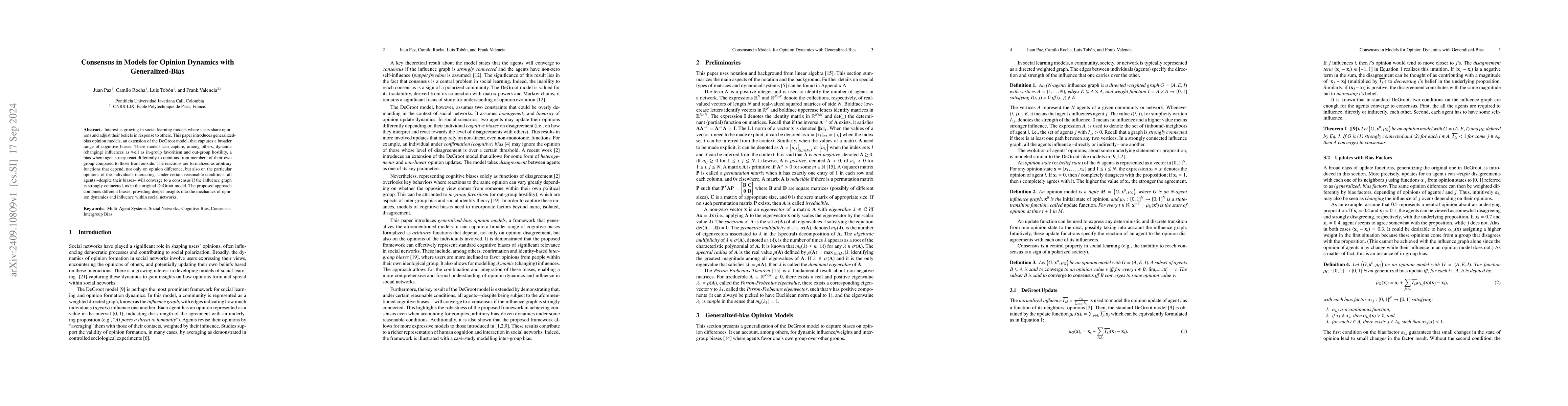 Thumbnail for Consensus in Models for Opinion Dynamics with Generalized-Bias