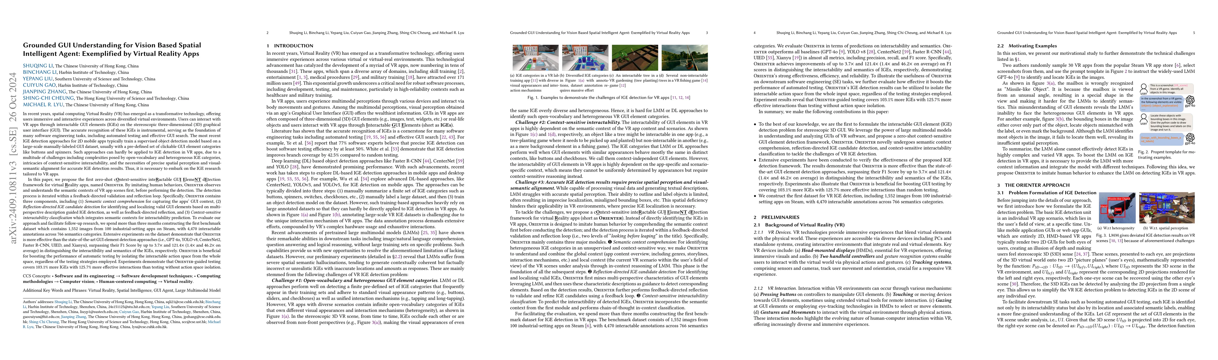Thumbnail for Grounded GUI Understanding for Vision Based Spatial Intelligent Agent:
  Exemplified by Virtual Reality Apps