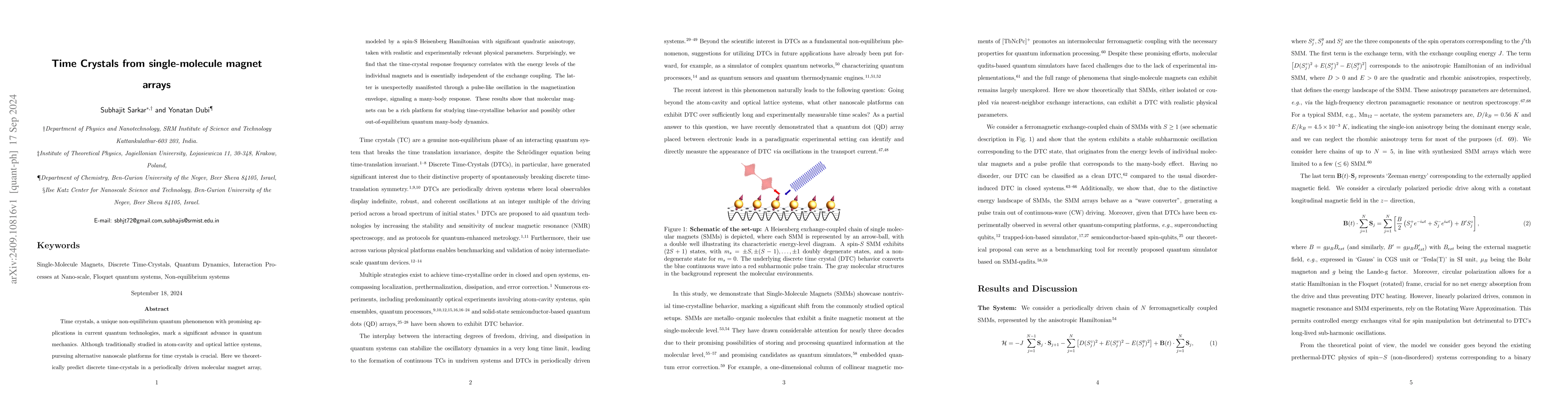 Thumbnail for Time Crystals from single-molecule magnet arrays