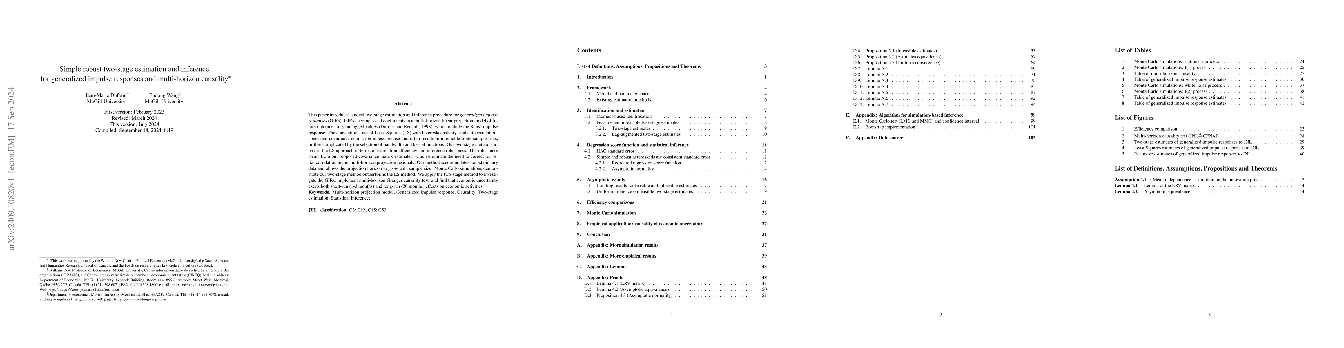 Thumbnail for Simple robust two-stage estimation and inference for generalized impulse
  responses and multi-horizon causality