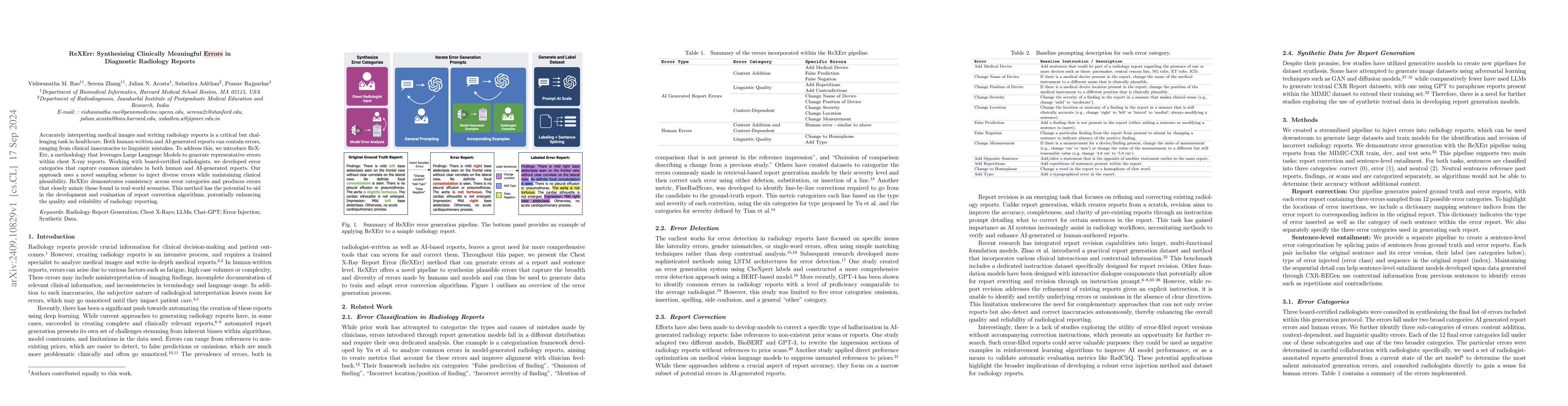 Thumbnail for ReXErr: Synthesizing Clinically Meaningful Errors in Diagnostic
  Radiology Reports