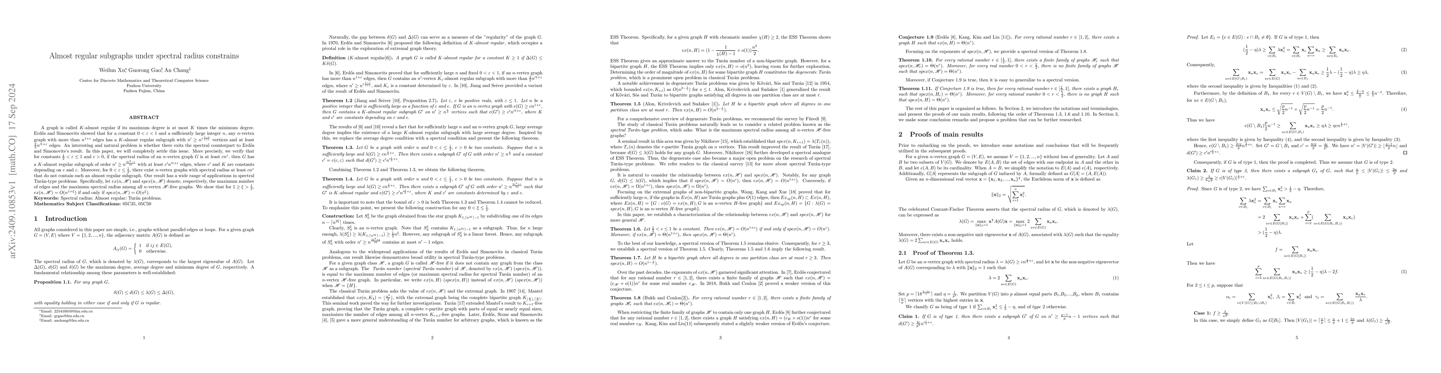 Thumbnail for Almost regular subgraphs under spectral radius constrains