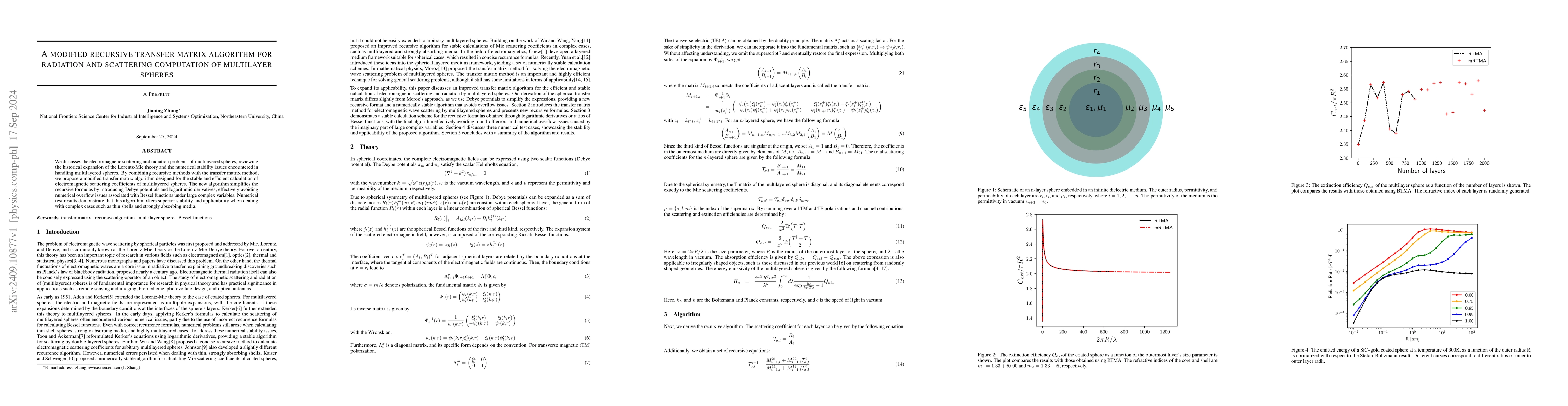 Thumbnail for A modified recursive transfer matrix algorithm for radiation and
  scattering computation of multilayer spheres