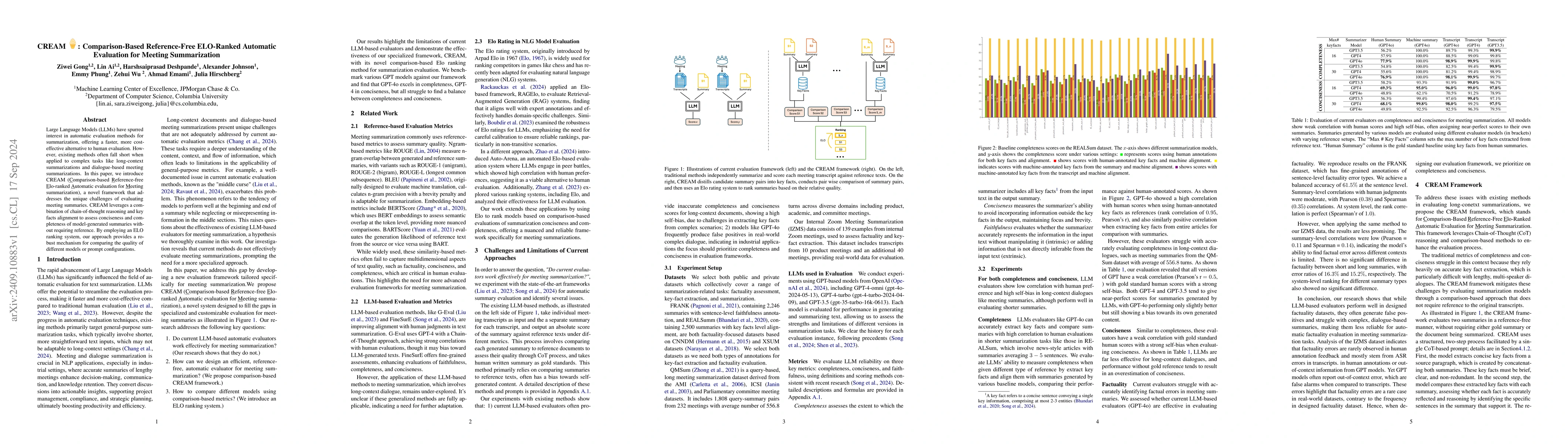 Thumbnail for CREAM: Comparison-Based Reference-Free ELO-Ranked Automatic Evaluation
  for Meeting Summarization