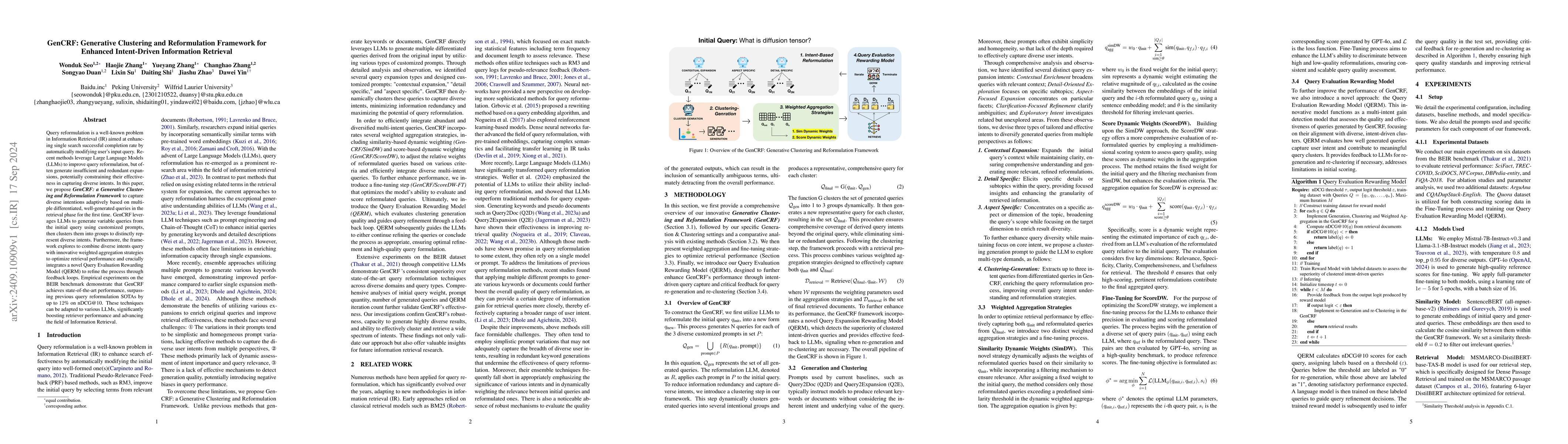 Thumbnail for GenCRF: Generative Clustering and Reformulation Framework for Enhanced
  Intent-Driven Information Retrieval