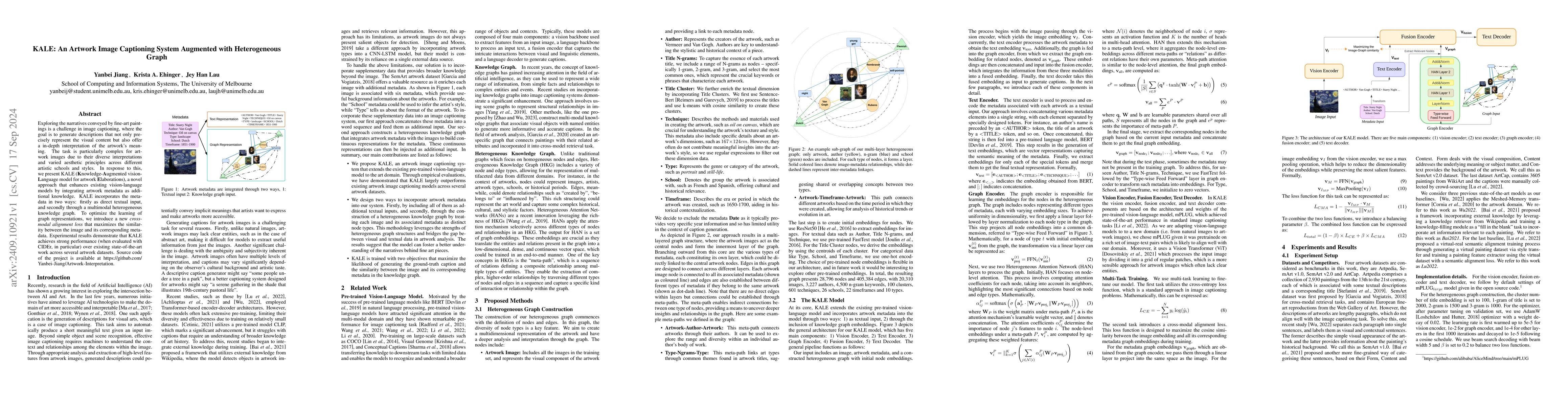 Thumbnail for KALE: An Artwork Image Captioning System Augmented with Heterogeneous
  Graph