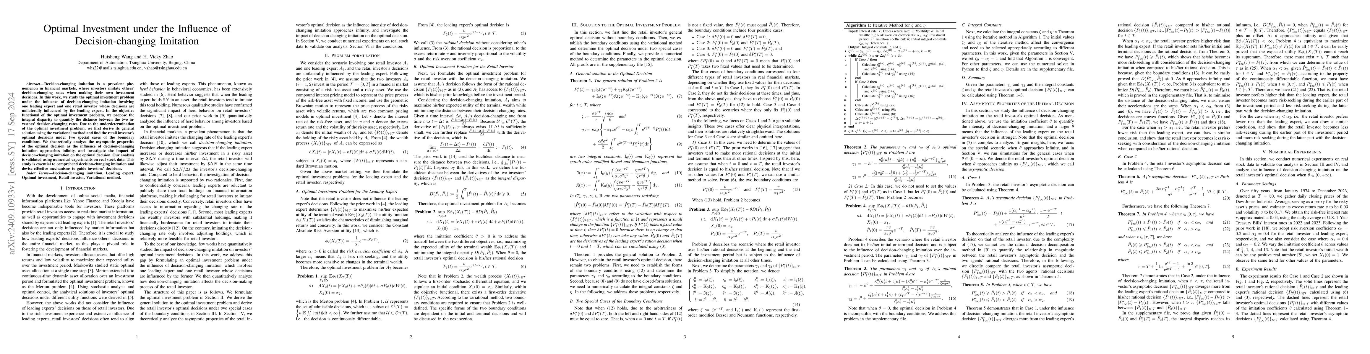 Thumbnail for Optimal Investment under the Influence of Decision-changing Imitation