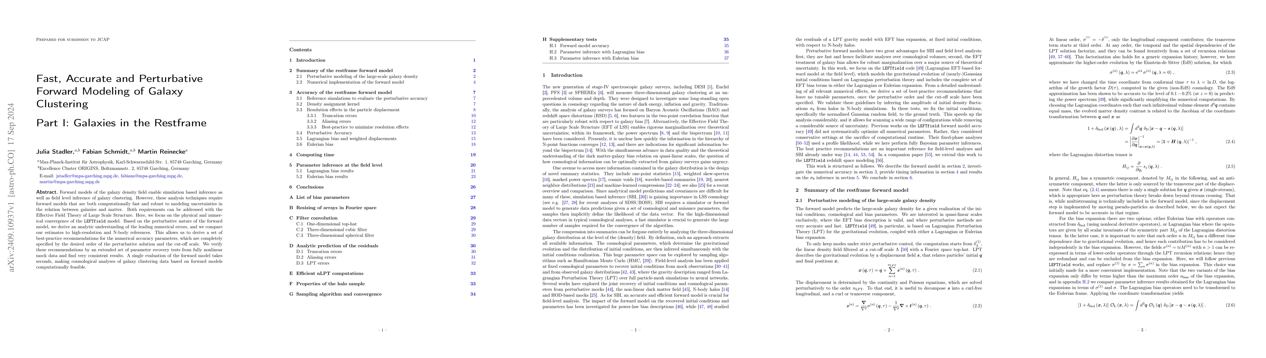 Thumbnail for Fast, Accurate and Perturbative Forward Modeling of Galaxy Clustering
  Part I: Galaxies in the Restframe